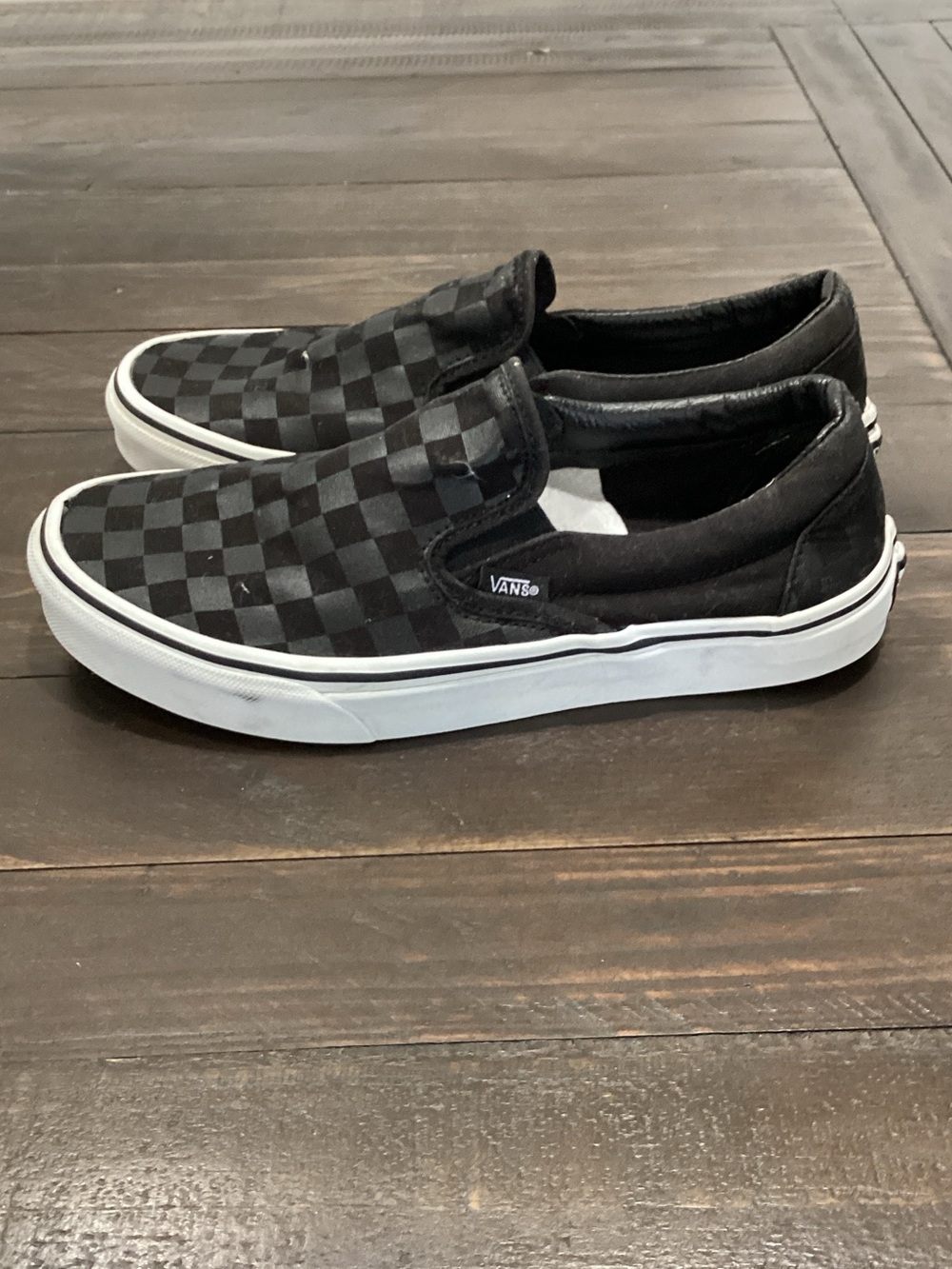 Vans Slip-On Checkerboard Sneakers in Black & White - Picture 4 of 7